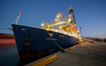 The research vessel JOIDES Resolution about to leave Australia as it embarks on the expedition.